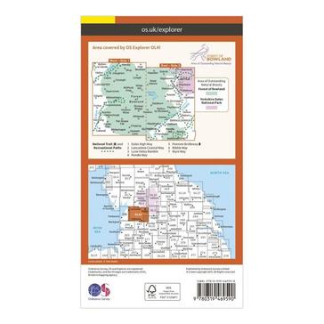 Orange Ordnance Survey Explorer OL 41 Active D Forest of Bowland Map