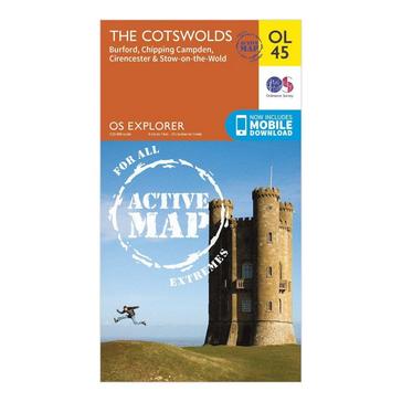 Orange Ordnance Survey Explorer OL 45 Active D The Cotswolds Map