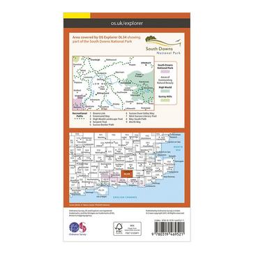 Orange Ordnance Survey Explorer OL 34 Active D Crawley  Horsham Map