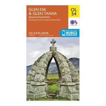 Orange Ordnance Survey Explorer OL54 Glen Esk & Glen Tanar Map With Digital Version