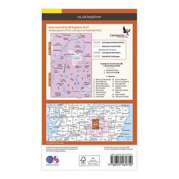 Orange Ordnance Survey Explorer Active OL 57 Cairn Gorm & Aviemore Map