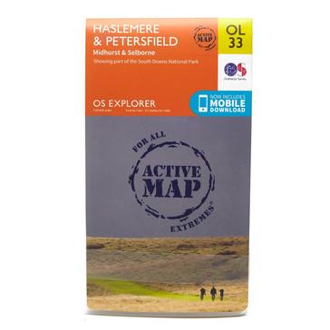 Orange Ordnance Survey Explorer Active OL33 Haslemere & Petersfield Map