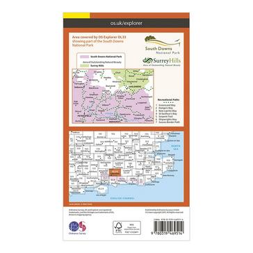 Orange Ordnance Survey Explorer Active OL33 Haslemere & Petersfield Map