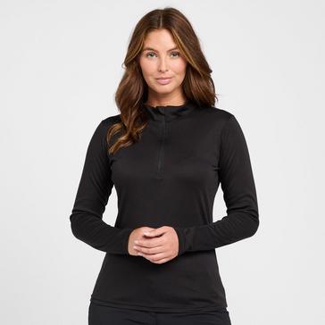 Black Peter Storm Womens Long Sleeve Thermal Zip Neck Baselayer Top Black
