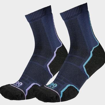 Dark Blue 1000 MILE Women's Trail Repreve Single Layer Socks- 2 Pack