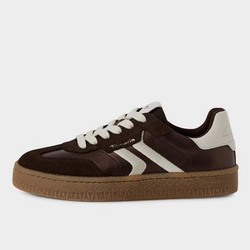 Brown Tamaris Women's Fur Suede Leather Fashion Lace Up Sneakers
