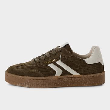 Green Tamaris Women's Fur Suede Leather Fashion Lace Up Sneakers