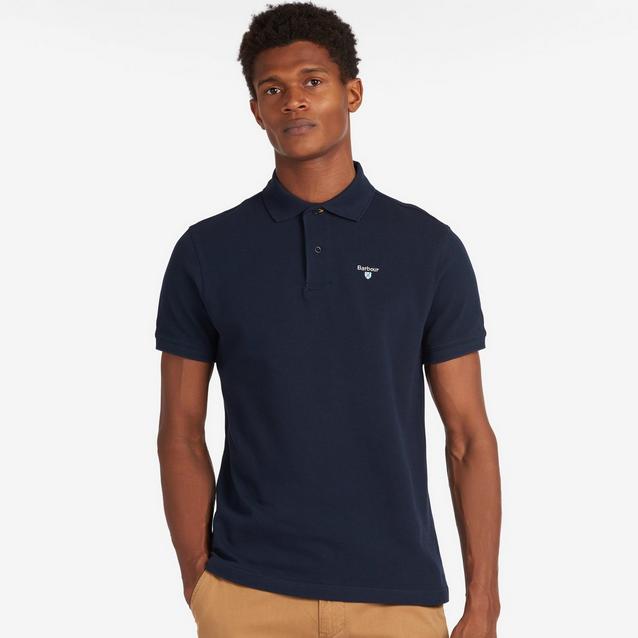 Blue Barbour Mens Sports Mix Polo Shirt New Navy image 1
