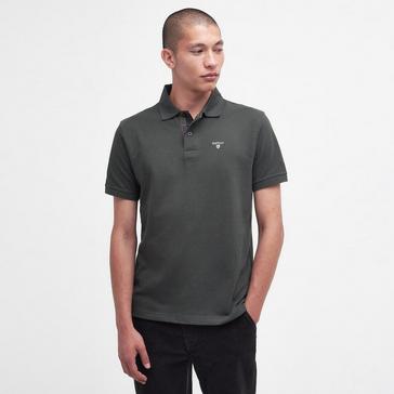 Green Barbour Mens Cotton Polo Shirt Forest