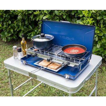 Blue Campingaz Elite Camping Chef Double Burner and Grill
