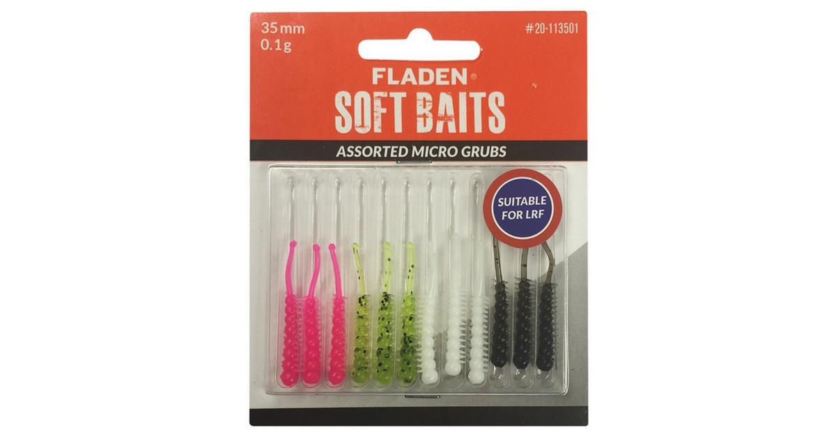 FLADEN Soft Baits Assorted Micro Grubs 35mm 0.1g (Pack of 12