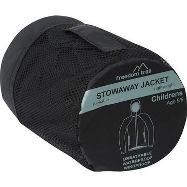 Black FREEDOMTRAIL Kids' Stowaway Waterproof Jacket