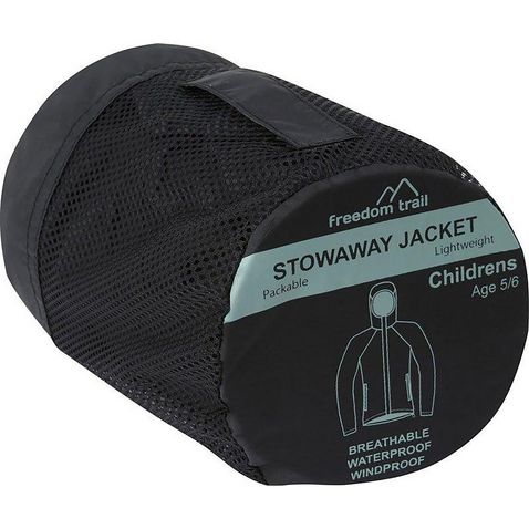 JET BLACK FREEDOMTRAIL Kids' Stowaway Waterproof Jacket