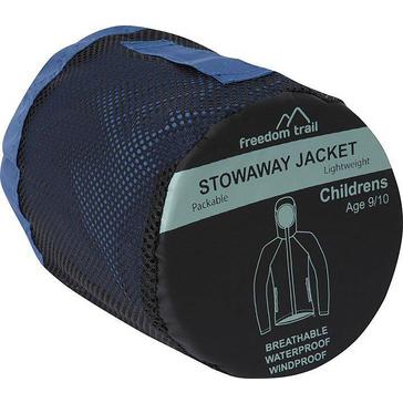 Blue FREEDOMTRAIL Kids' Stowaway Waterproof Jacket