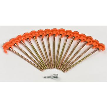 Orange HI-GEAR Screw Tent Pegs (Hexagonal Head)