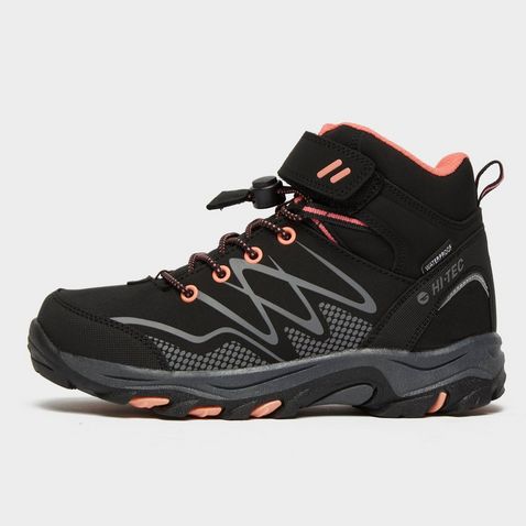 Black-Pink HI TEC Kids' Blackout Waterproof Mid Boots