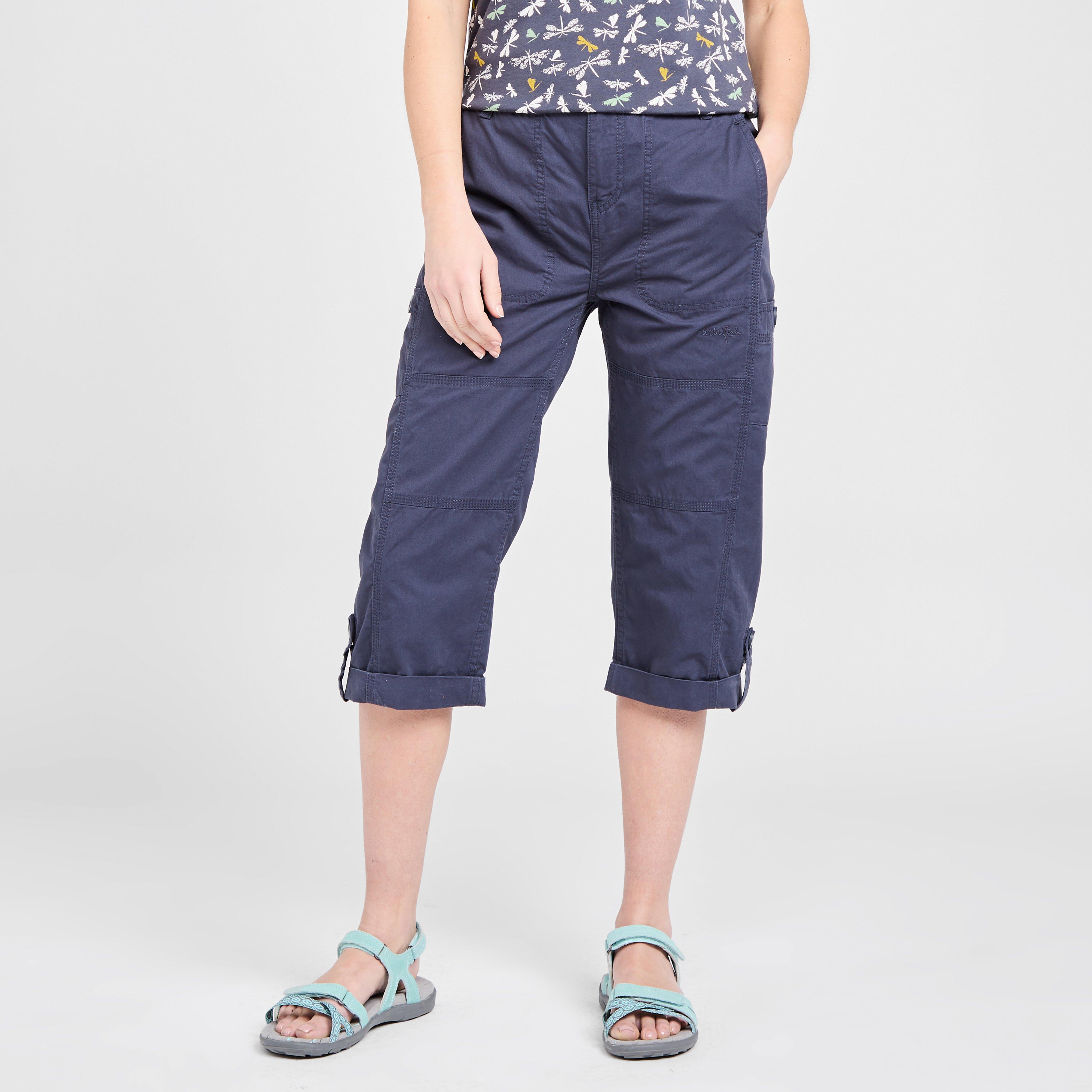 ladies navy capri trousers