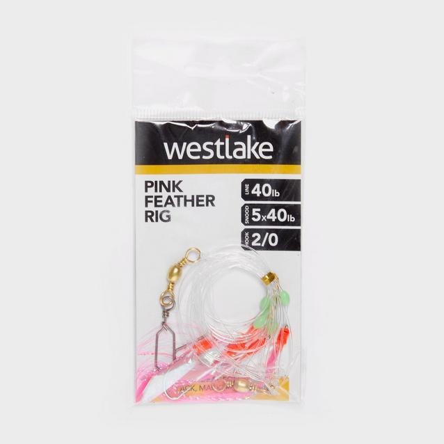 Clear Westlake 5 Hook Pink Flash Feather Rig image 1