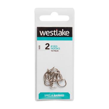 Silver Westlake Barbed Eyed Hooks (Size 2)