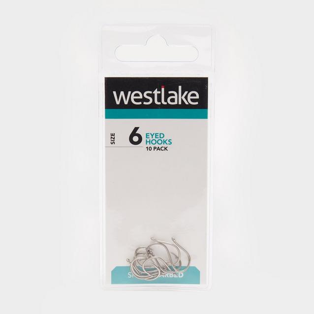 Silver Westlake Eyed Barbed Hooks (Size 6) image 1