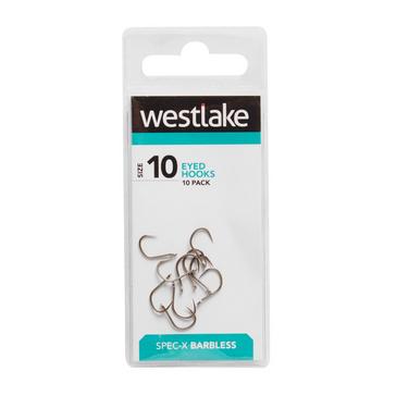 Silver Westlake Barbless Eyed Hooks (Size 10)
