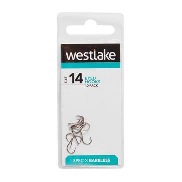 Silver Westlake Barbless Eyed Hooks (Size 14)