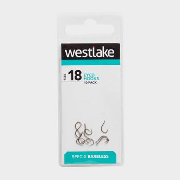 Silver Westlake Barbless Eyed Hooks (Size 18)