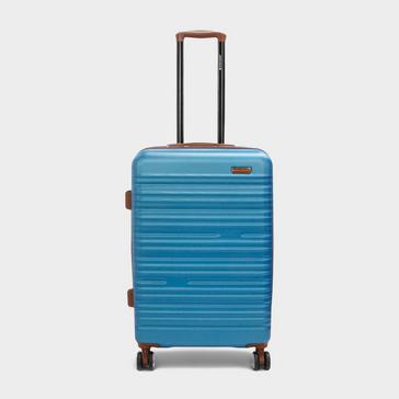Blue Infinity Leather Expandable Hard Shell Medium Abs 8 Wheel Suitcase Robust Travel Case Holiday Luggage