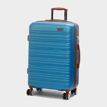 Blue Infinity Leather Expandable Hard Shell Medium Abs 8 Wheel Suitcase Robust Travel Case Holiday Luggage