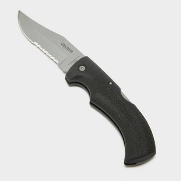 Black Gerber Gator Folded Clip Point Serrated Edge Knife