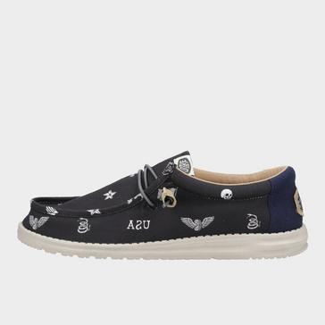 Black HEYDUDE Men's Wally Stars N Skulls Shoe