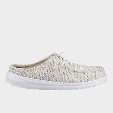 White HEYDUDE Women's Wendy Slip Surf Baja Mules