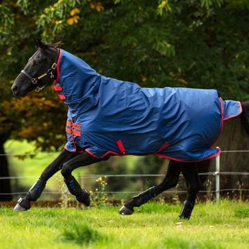 Navy Horseware Mio All-In-One 350g Heavy Weight Combo Neck Turnout Rug Dark Blue/Red