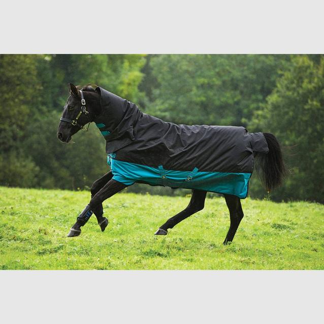  Horseware Mio® All-In-One 200g Medium Weight Combo Neck Turnout Rug Black/Turquoise/Black image 1