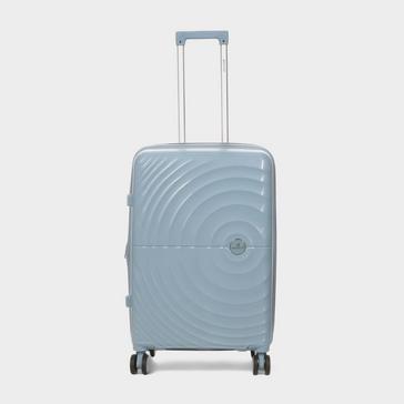 Blue Infinity Leather Expandable Hard Shell 8 Wheels Luggage Medium Suitcase
