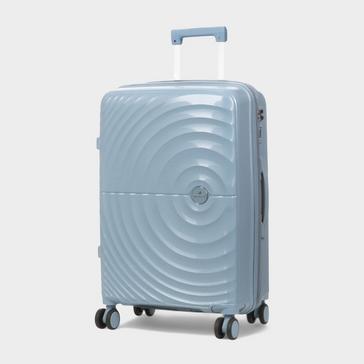 Blue Infinity Leather Expandable Hard Shell 8 Wheels Luggage Medium Suitcase