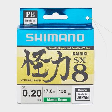 Black SHIMANO Kairiki PE Braid 0.20mm 17kg Mantis Green (150m)