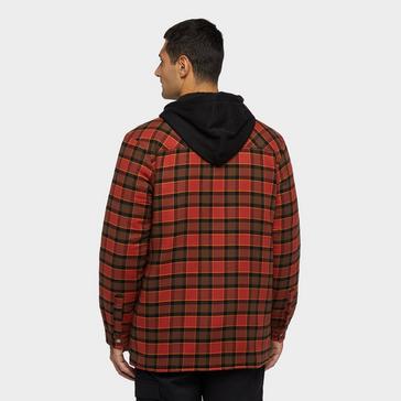 Red Dickies Men's Fleece Hooded Flannel Shirt