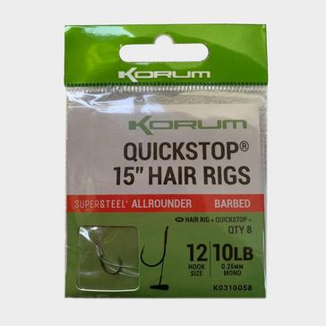 Black KORUM Big Fish 15” Quick Stop Hair Rigs Barbed (Size 12)