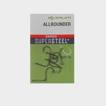 Silver KORUM Supersteel All Rounder Hooks Barbed Size 4