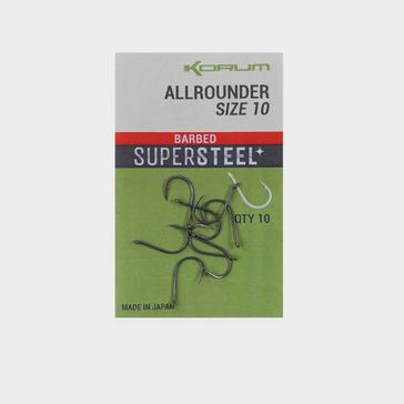 Silver KORUM Supersteel All Rounder Hooks Barbed Size 10