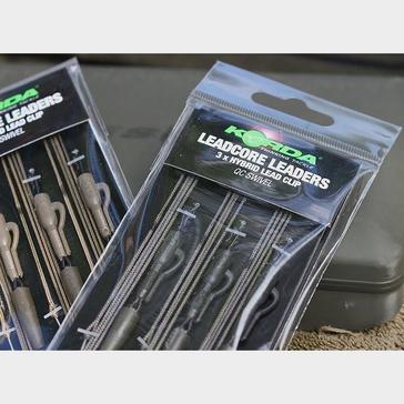 Grey Korda Leadcore Leaders - Hybrid Lead Clip QC Swivel Weed Green