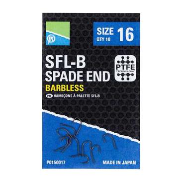 Black PRESTON SFL-B Spade End Barbless Hooks Size 16