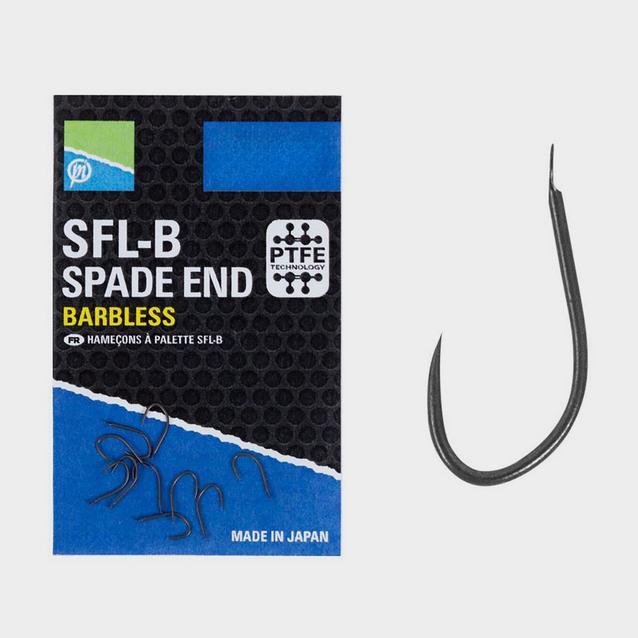 Black PRESTON INNOVATION SFL-B Spade End Barbless Hooks Size 20 image 1