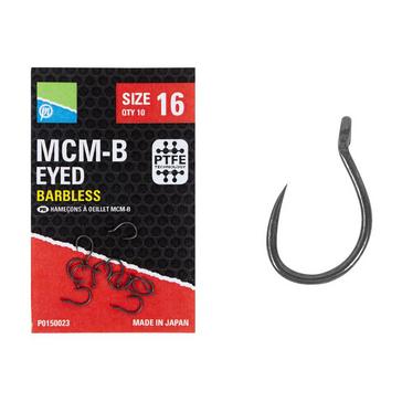 Black PRESTON INNOVATION MCM-B Size 14 Eyed Barbless Hooks