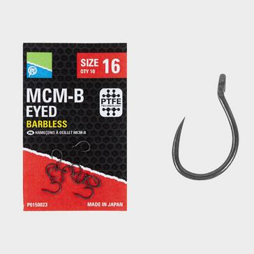 Black PRESTON INNOVATION MCM-B Size 18 Eyed Barbless Hooks