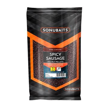 Brown SONU BAITS Spicy Sausage Halibut Pellets 3mm