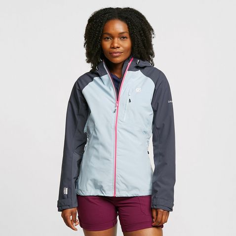 Dare2b Womens Surety Waterproof Breathable Walking Jacket Blue/Pink 