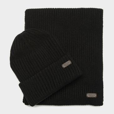 Black Barbour Crimdon Beanie & Scarf Gift Set Black