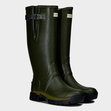 Green Hunter Mens Balmoral II Side Adjustable Neoprene Wellington Boots Dark Olive